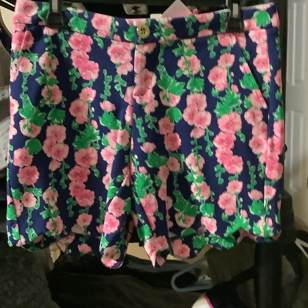 Lilly Pulitzer Darci knit Shorts - Pink and Green on Oyster Bay Navy - Picture 3 of 8